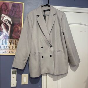 Double-Breasted Gray Blazer